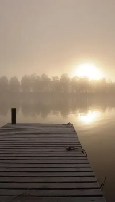 steg am see im nebel